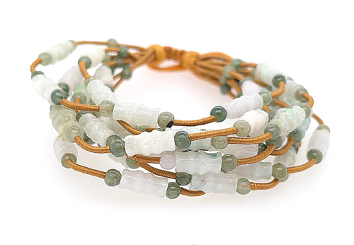 Burmese Jadeite 9 Row Bamboo Silk Bracelet