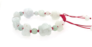 Burmese Jadeite Cherry Blossoms & Pigs Silk Bracelet