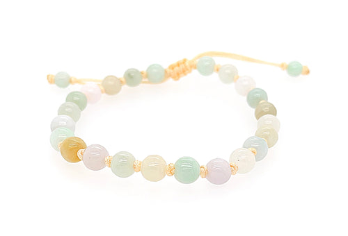 Burmese 5mm Icy Pastel Jadeite Happiness Silk Bracelet