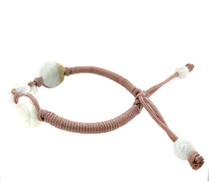 Burmese Jadeite Interlock & Cherry Blossom Silk Bracelet