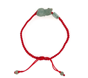 Burmese Jadeite Money Frog & Coin Silk Bracelet