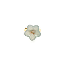14kt YG Burmese Jadeite Small Narcissus (Daffodils) Diamond Pollen Ring