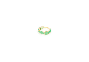 18kt RG Burmese Apple Green Jadeite Mix Shape Cabochon Eternity Pinky Ring